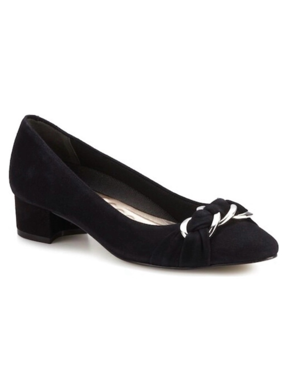 Walking Cradles Brita Black Suede Blocked Heel Pump Size 7.5 WW